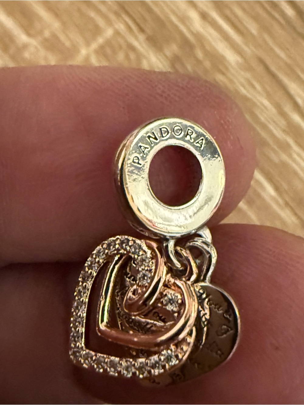 Pandora Rose Gold Double Heart Charm Bracelet Accent - Picture 6 of 14